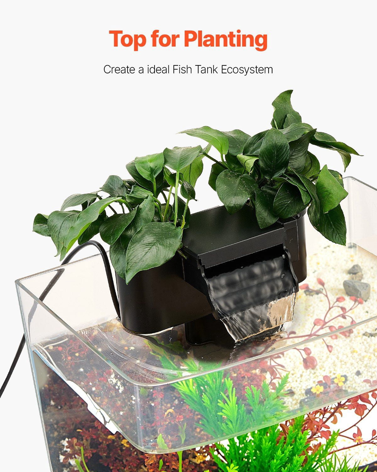 3.5 Gallon Fish Tank Aquarium with Smart Arch Design, Clear HD GPPS Material, 3-Color Adjustable LED Lighting, Self-Cleaning System, Oxygenation, Water Circulation, Hydroponic Plant Tray