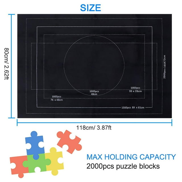 stanreset Mat Household Solid Color Board Game Accessories Puzzles Storage Roll Mats Organizer Holding Tool with Printing Pattern black