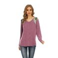thumbnail image 4 of T-shirt Décontracté à Manches Longues Croisé Col Rond pour Femme, 4 of 8