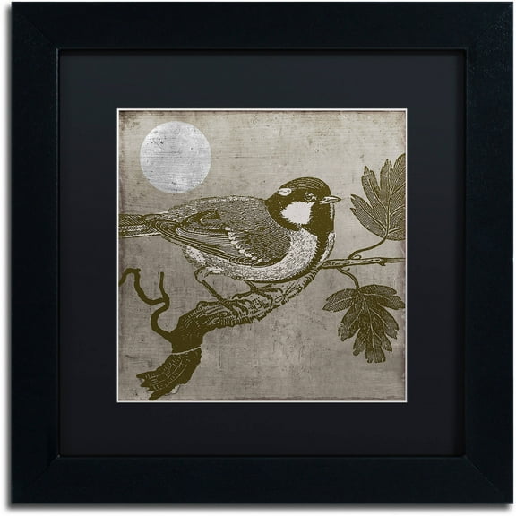 Trademark Fine Art "Moon Bird" Canvas Art by Color Bakery Black Matte, Black Frame