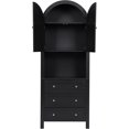 thumbnail image 4 of 71” Tall Arched Storage Cabinet with Drawer,Farmhouse Black Arched Bookcase with Door,Freestanding Arch Tall Pantry with Countertop for Kitchen Living Room, 4 of 15