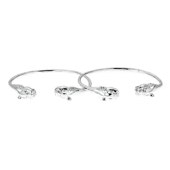Better Jewelry Panther Ends .925 Sterling Silver West Indian Bangles (Pair) MADE IN USA