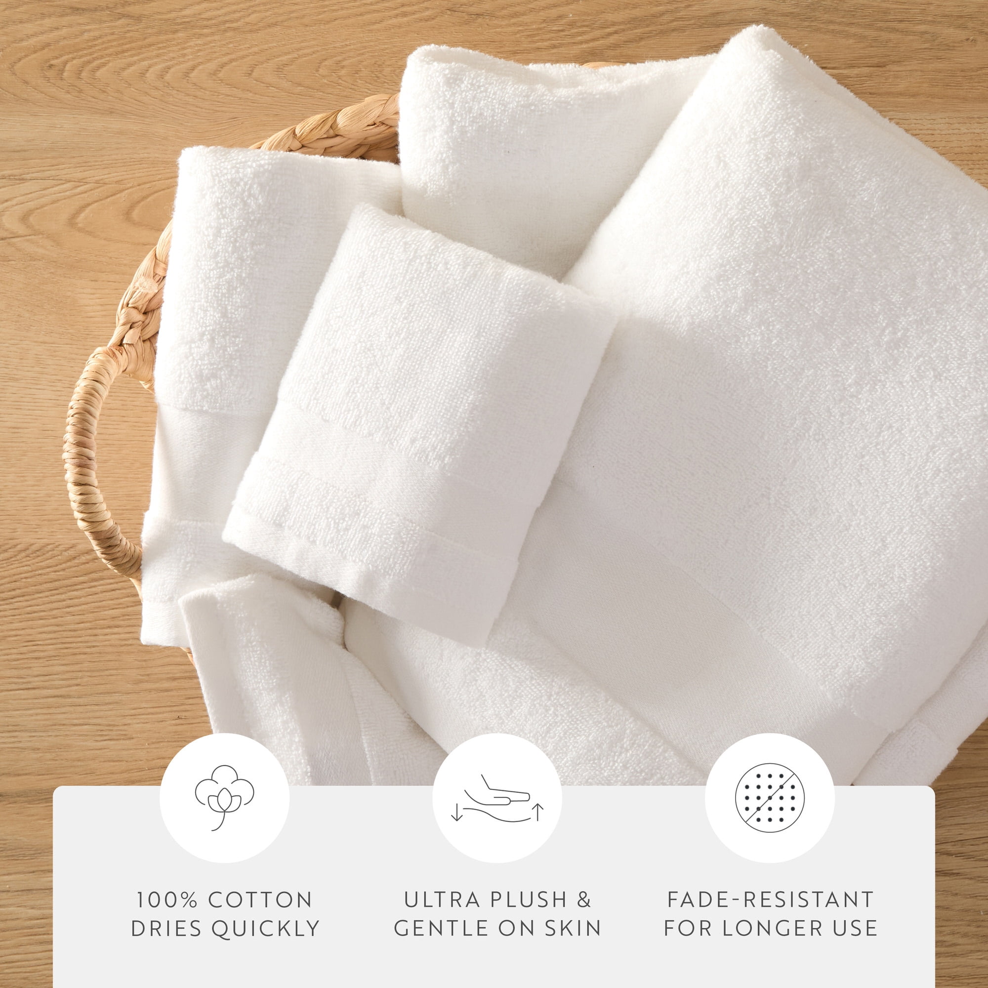 Luxury Hotel 4-Piece Bath Towel Set in White - Soft and Absorbent for Quick Drying by Comfort Canopy