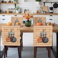 thumbnail image 3 of Fall Thanksgiving Chair Covers Set of 4 Pumpkin with Floral Orange Diamond Plaid Chair Back Covers Stretch Removable Washable Slipcovers Protector for Dining Room Kitchen Party Decor, 3 of 5