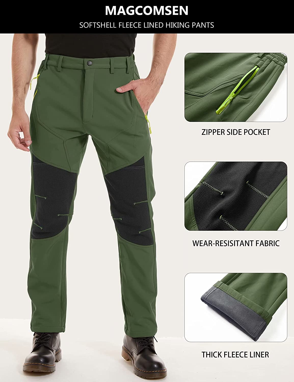 HEIBINMen's Ski Snow Pants Fleece Lined 