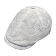 thumbnail image 1 of Gorra plana unisex ajustable blanca con bordado floral, 1 of 2