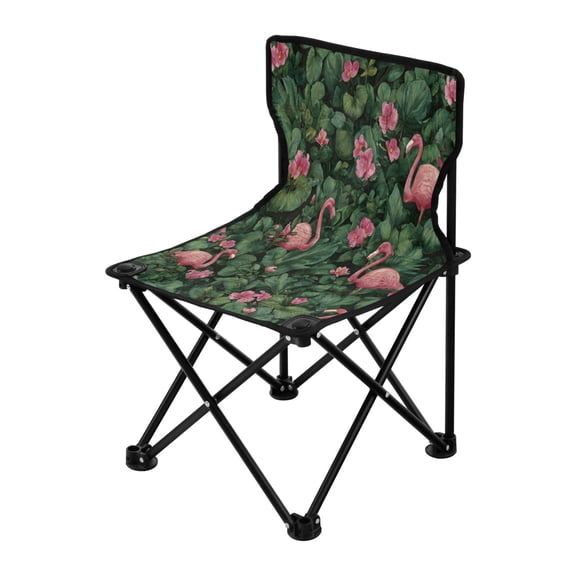 Folding Chair（Maximum weight capacity 220lb）Camping Chair For Camping Picnicking Outdoor Beach and Travel Beautiful Flamingos