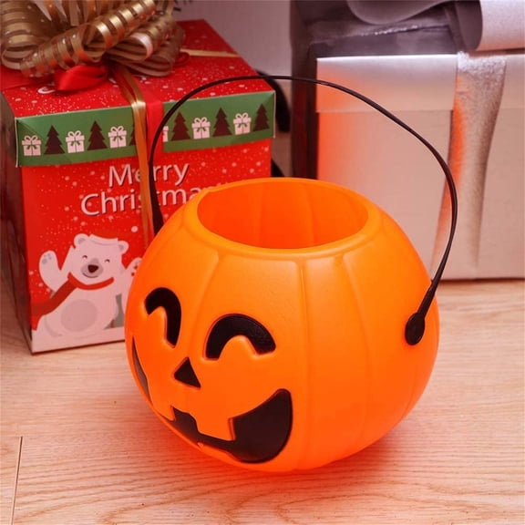 PARTGRE Halloween Candy Bucket - Halloween Pumpkin Bucket Plastic, Trick Or Treat Pumpkin Candy Pail Container, Holiday Portable Halloween Decorations