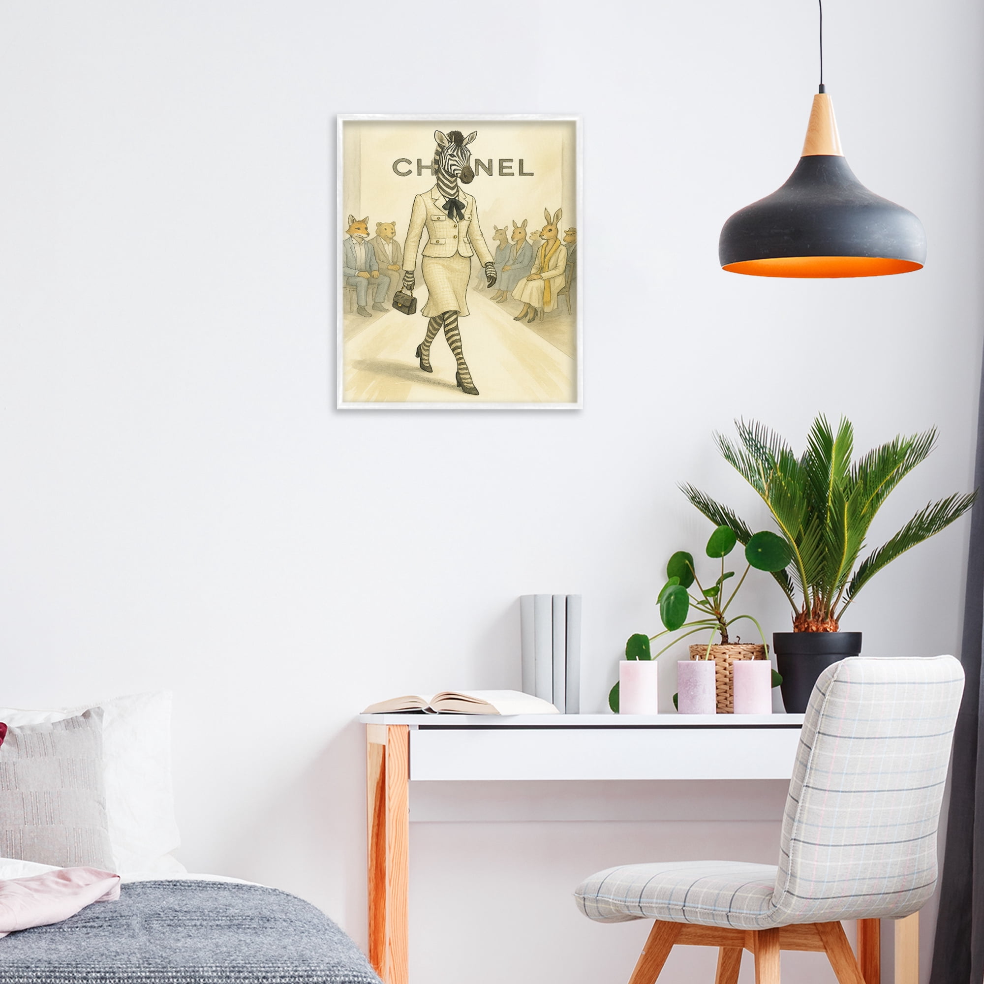 Stupell Industries Fashion Runway Zebra White Framed Giclee Art, design by Grotto Studios