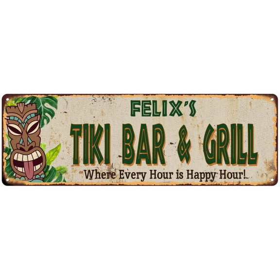 Felix's TIKI BAR & GRILL Metal Sign 6x18 Decor 106180040169