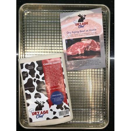 DIY KIT, Dry Aging Beef at Home, Ready-to-use with Bourbon, Introduction by Dry Age Chef, Large Beef Rack & Pan, Cheese Cloth - Perfect for Dry Aging Steak at (Best Way To Cook Dry Aged Steak)