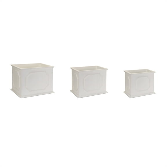 Melrose Traditional Style Box Planter - 17.75" - White - Set of 3
