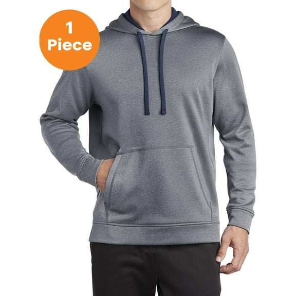 Sport-Tek ST264 PosiCharge Sport-Wick Heather Fleece Hooded Pullover, True Navy Heather, M, Mens Hoodies and Sweatshirts