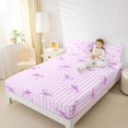 thumbnail image 2 of Manfei Purple Ribbon Bowknot Fitted Sheet Full,Minimalist Geometric Lines Bed Set,3 Pieces,1 Fitted Sheet and 2 Pillowcases, 2 of 6