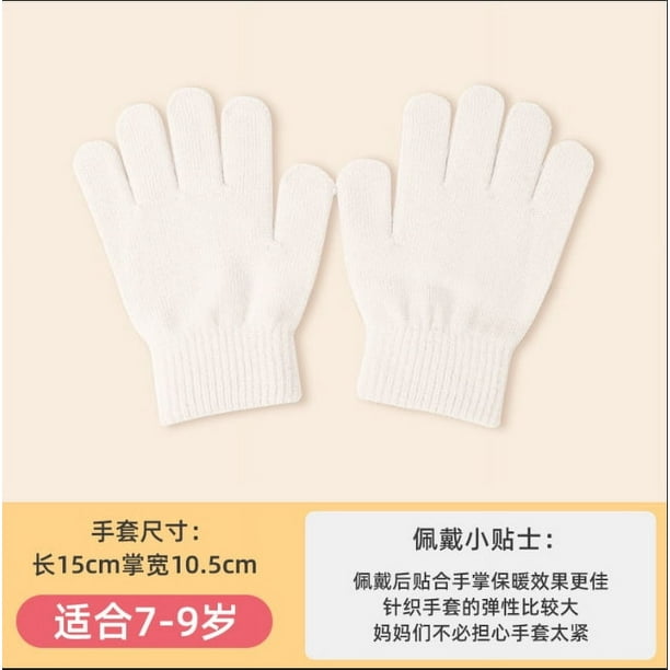 Zhuge 2 pares de guantes de invierno para niños, guantes elásticos cálidos de punto suelto para niños pequeños, adecuados para Navidad de 5 a 10 años (blanco)