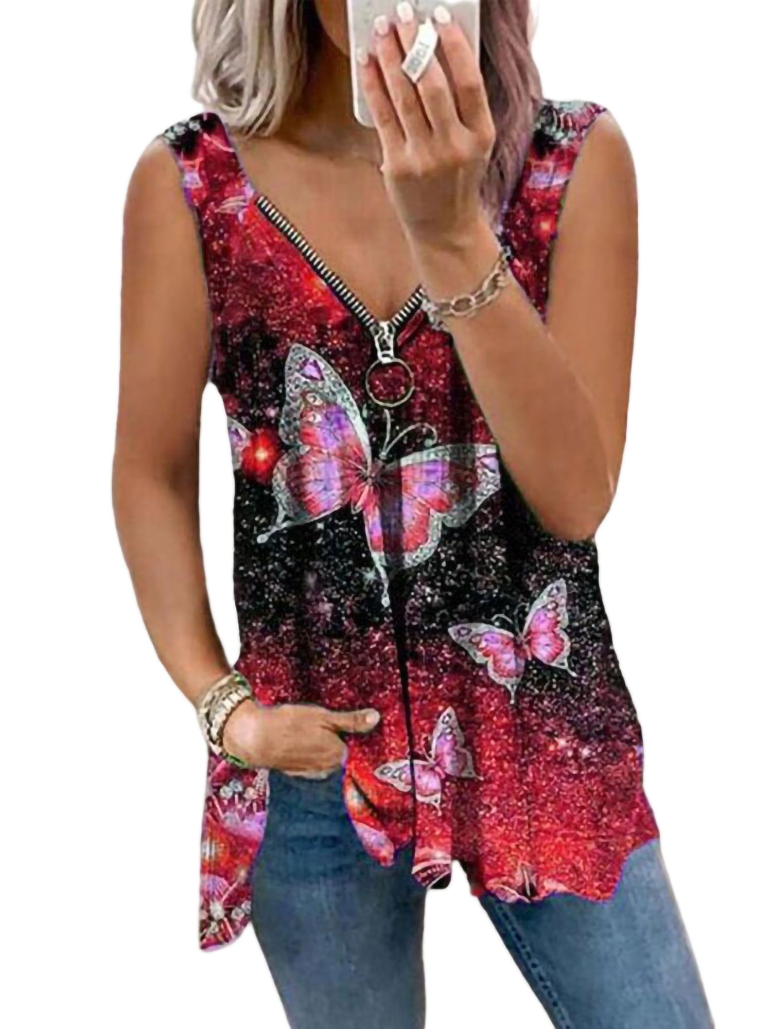 Womens Summer Tops,Sexy Short Sleeves Casual Fashion Sleeveless Rose Print Tunic Top Chain T-Shirt Blouse Shirt Cami Top
