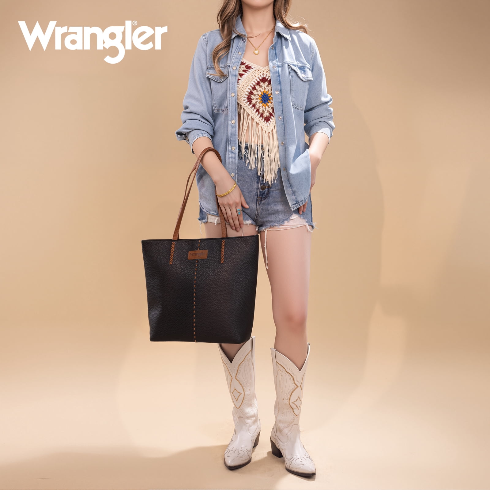 Wrangler Tote Bag for Women Top Handle Satchel Purse, Black