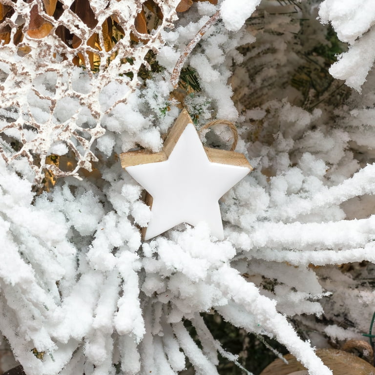 Christmas Santa Ornaments Set of 3 White Silver Ceramic Decorations Tree  Star