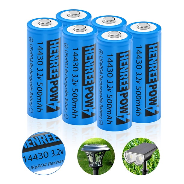 Batería solar recargable Henreepow LiFePO4 14430 3.2V 500mAh