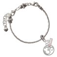 thumbnail image 2 of Delight Jewelry Silver-tone Om in Circle with Pink Crystal - Silver Plated Rope Charm Bead Dangle with Mini 2026, 2 of 4