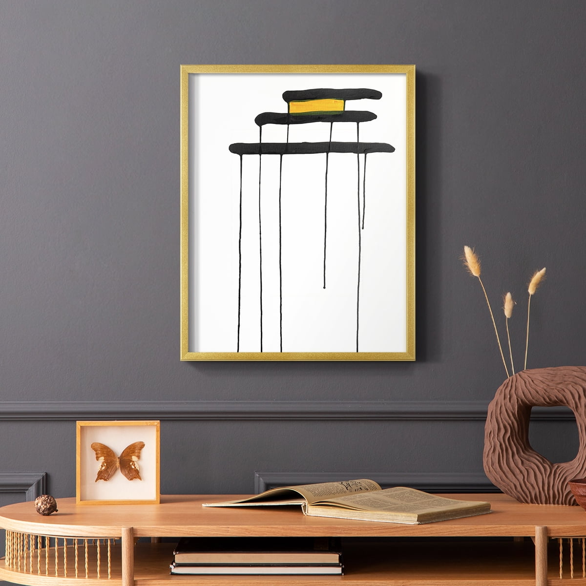 Golden Waterfall II in Gold Solid Wood 16 x 20 Framed Print
