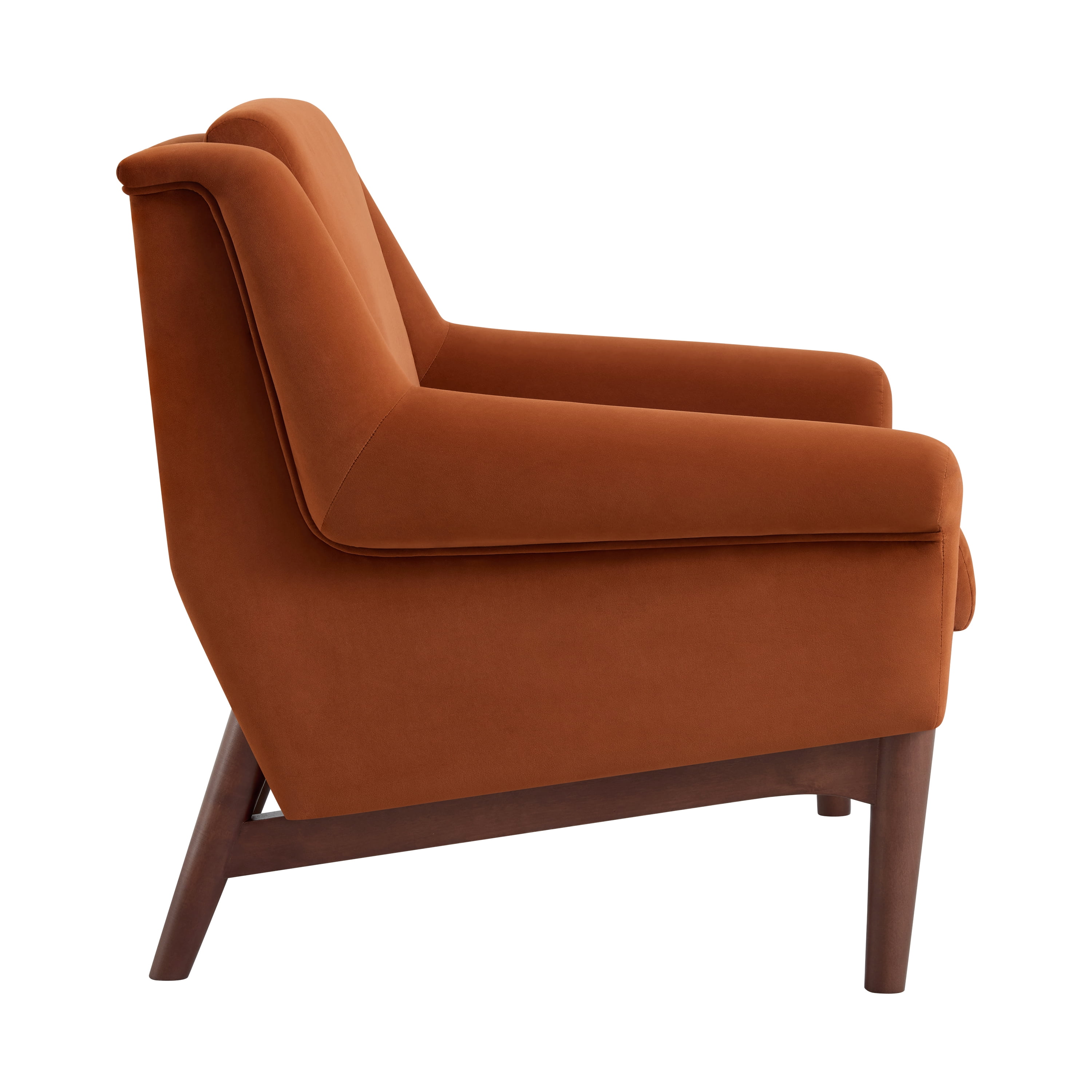 GARITIN Mid Century Modern Accent Chair 31 Inch, Upholstered Lounge Chair with Flared Arms and Solid Wood Legs for Living Room, Orange