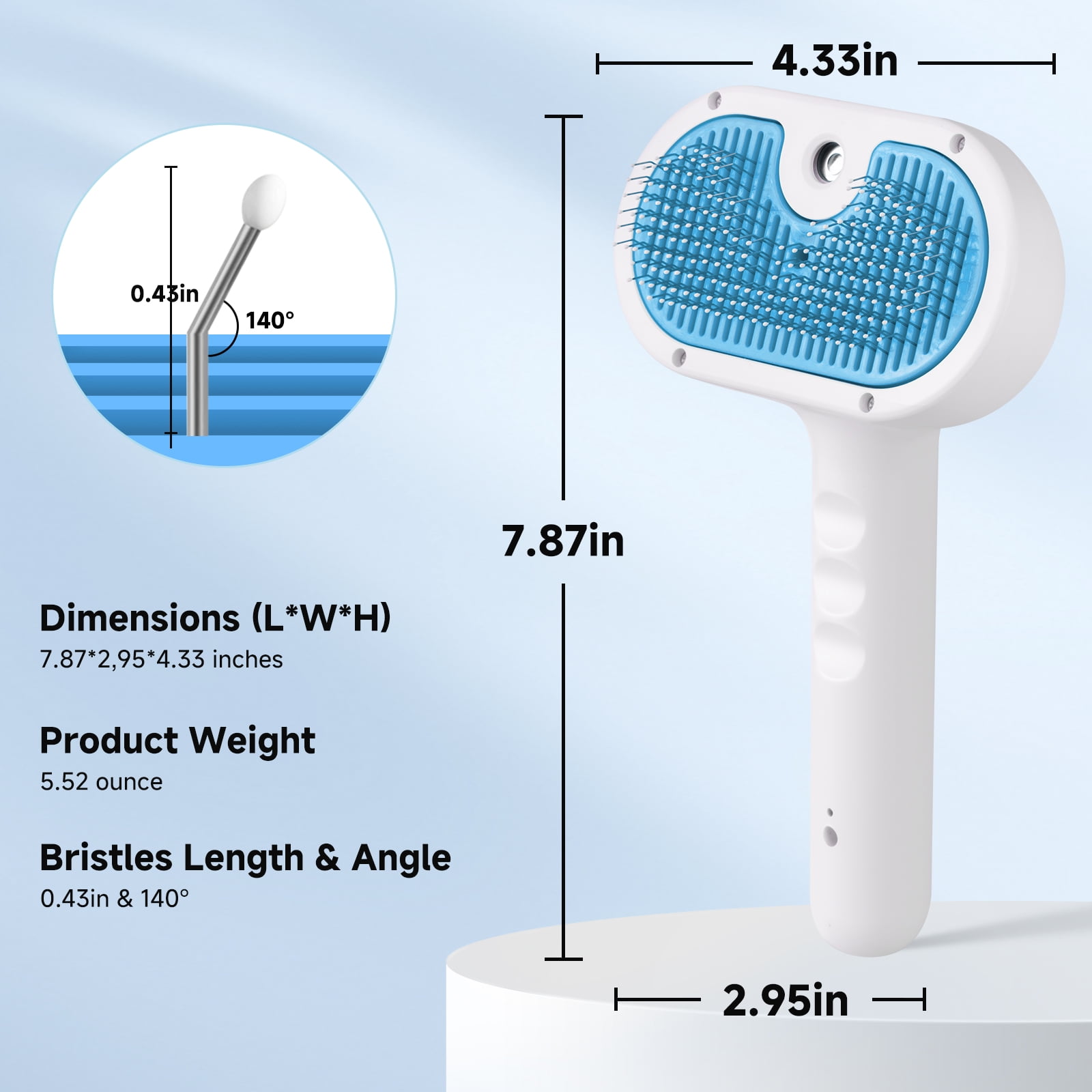 Pet Steam Brush for Dog & Cat - 3-in-1 Steam Grooming Slicker Brush & Undercoat Rake for Shedding - Self Cleaning Spray Comb with Mist for Long & Short Haired Pets - Includes Waterless Shampoo, Blue