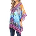 thumbnail image 3 of Sakkas Aymee Women's Caftan Poncho Cover up V neck Top Lace up With Rhinestone - ONT85-Turq - One Size, 3 of 5