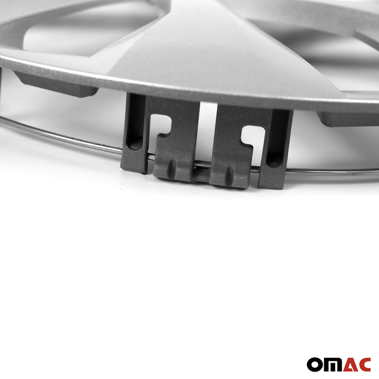OMAC 15" Wheel Covers Guard Snap on Silver Hub Caps fit R15 Tire Steel Rim 4 Pcs Set