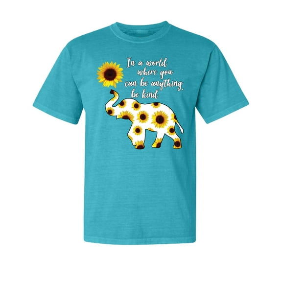 Wild Bobby, In A World Where You Can Be Anything Be Kind, Streetwear, Garment-Dyed Washed Look Short Sleeve T-Shirt, Blue Lagoon, Small