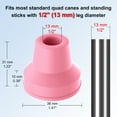 thumbnail image 5 of SupreGear 1/2 in Quad Cane Tip, Non-Slip Rubber Cane Tip Extreme Grip, 8 pack, Light Pink, 5 of 6