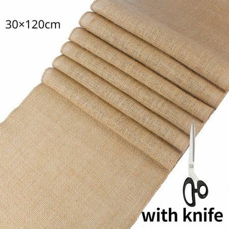 

30cm 1000cm Width Jute Linen Vintage Natural Table Runner Burlap Rustic Khaki Country Wedding Decoration Party Chair Decor