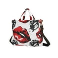 thumbnail image 2 of Lips Corduroy Tote Bag Handbag Large Messenger Bag Shoulder Crossbody Zipper Bag Purse, 2 of 8
