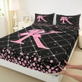 thumbnail image 3 of Manfei Pink Monogrammed K Twin Sheet Sets, Kawaii Princess Ribbon Bow Twin Fitted Sheet, Teens Girls Kids Flat Sheet, Ultra Soft Home Decor, 3 Pieces, 3 of 7