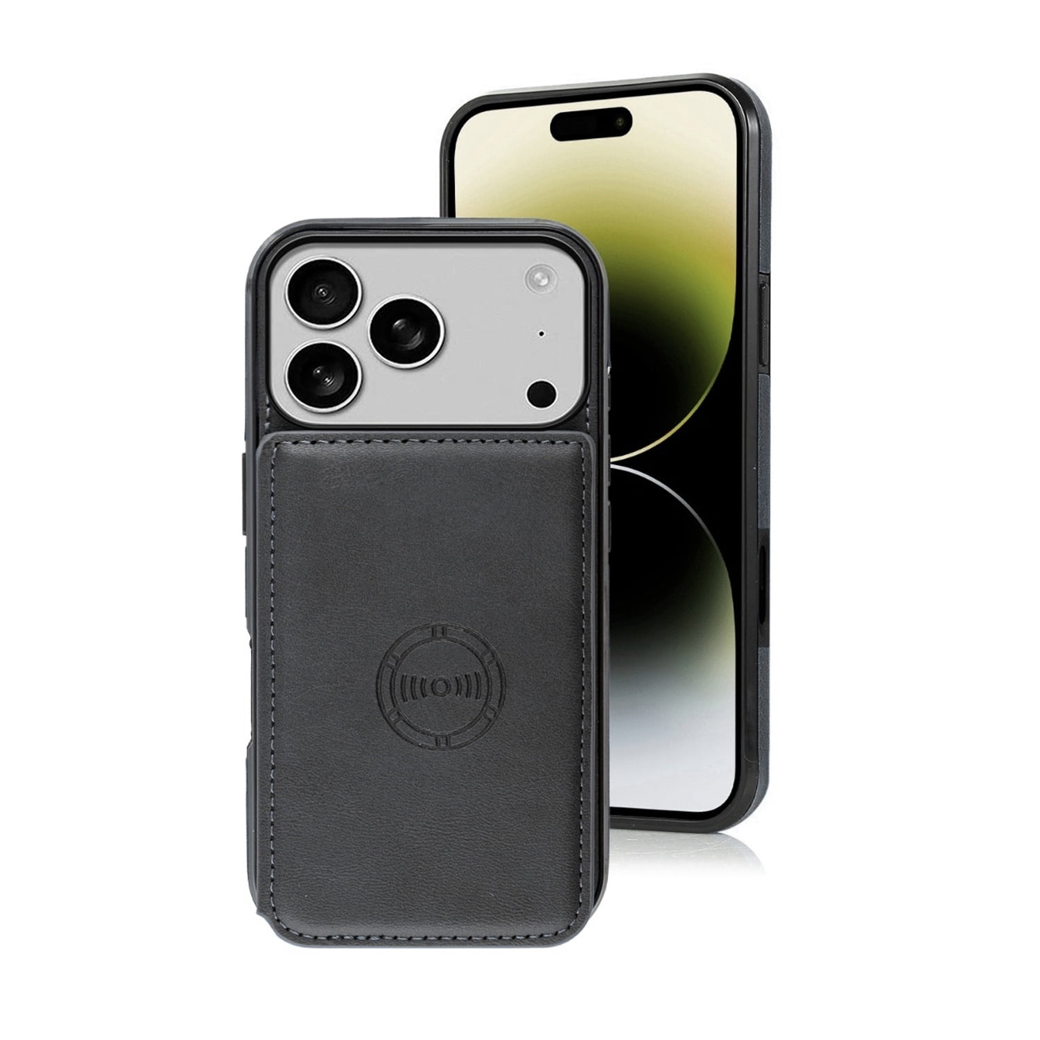 Leather Wallet Case with Card Pocket for iPhone 17 Pro Max - Black