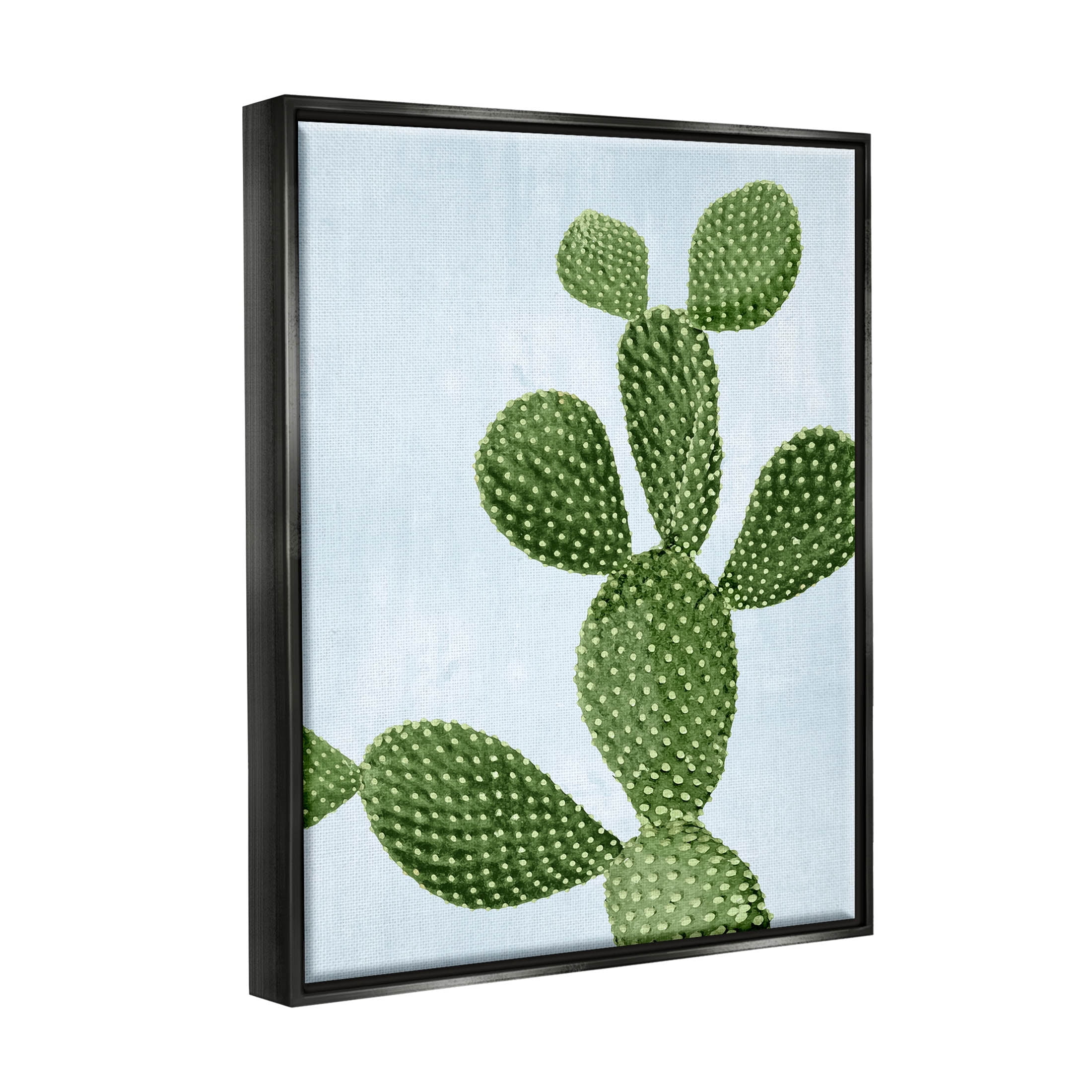 Prickly Pear Desert Cactus Botanical & Floral Graphic Art Jet Black Framed Art Print Wall Art