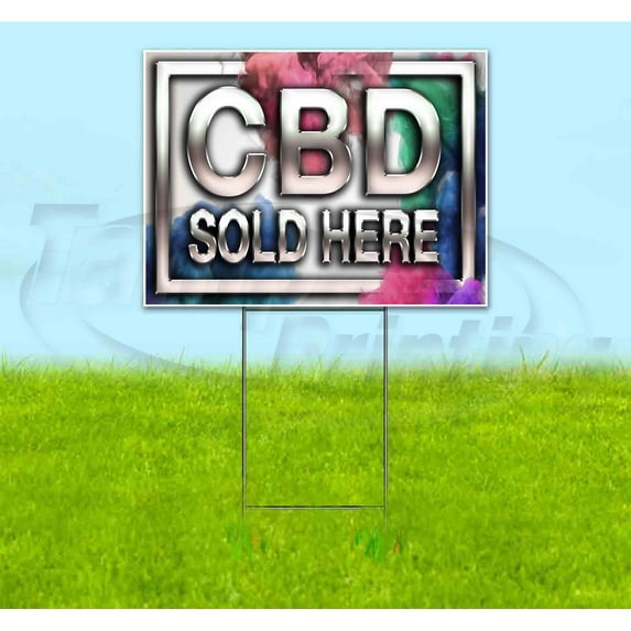 Cbd Sold Here Smoke (18" x 24") Yard Sign, Includes Metal Step Stake