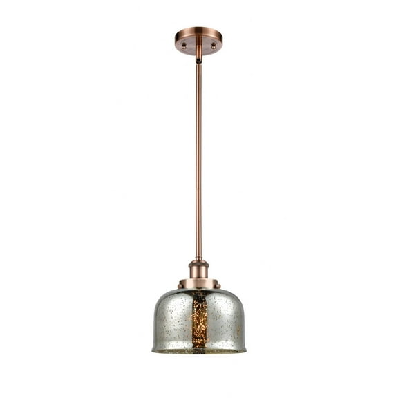 916-1S-AC-G78-Innovations Lighting-Bell - 1 Light Stem Hung Mini Pendant In Industrial Style-10 Inches Tall and 8 Inches Wide-Antique Copper
