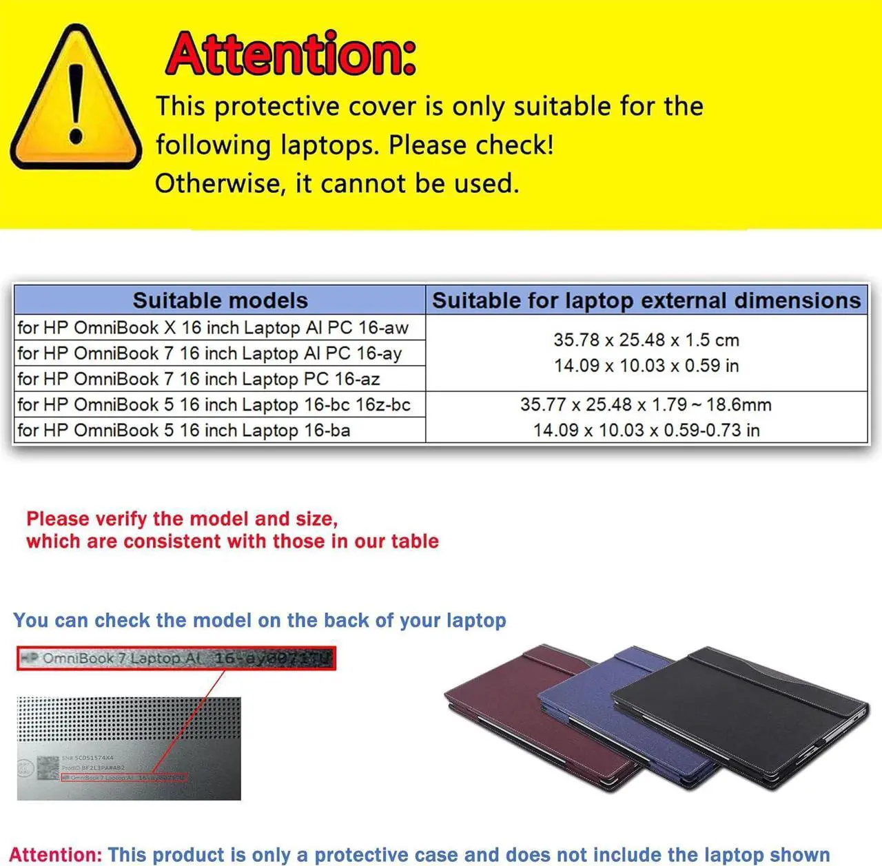 Case Cover for HP OmniBook 7/X 16 inch AI PC 16-ay/16-aw/16-az & for HP OmniBook 5 Laptop 16-ba 16-bc 16z-bc Sleeve,PU Leather Protective Bag Shell with Pen Holder