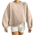 thumbnail image 2 of Xcmzpl Womens Fleece Sweatshirts Plus Size Solid Color Crewneck Sweatshirt Fashion Pullover Tops Cotton Long Sleeve Blouses Winter Fashion, 2 of 6