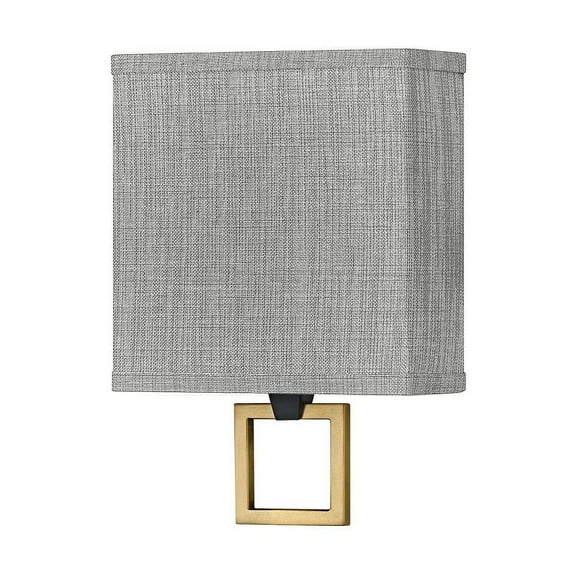 1 Light Led Modern Steel Wall Sconce with Off-White Fabric Shade and Circular Accent-11.75 inches H By 8 inches W-Black Finish-Heathered Gray Shade