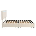 thumbnail image 6 of BTMWAY Queen Size Upholstered Platform Bed with LED Lights, Sockets and USB Charging Ports, Linen Fabric Queen Bed Frame with Headboard and 4 Storage Drawers, No Box Spring Needed, Beige, 6 of 12
