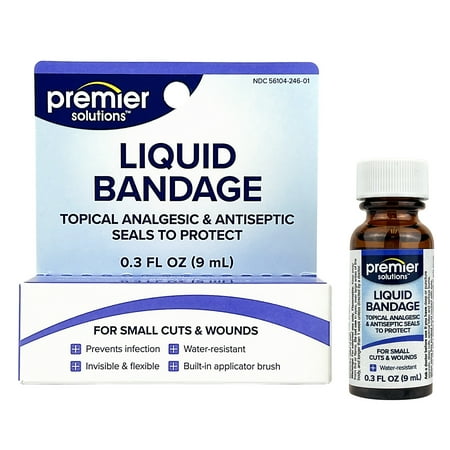 Premier Solutions Liquid Bandage, Topical Analgesic/Antiseptic for Small Cuts, 0.3oz