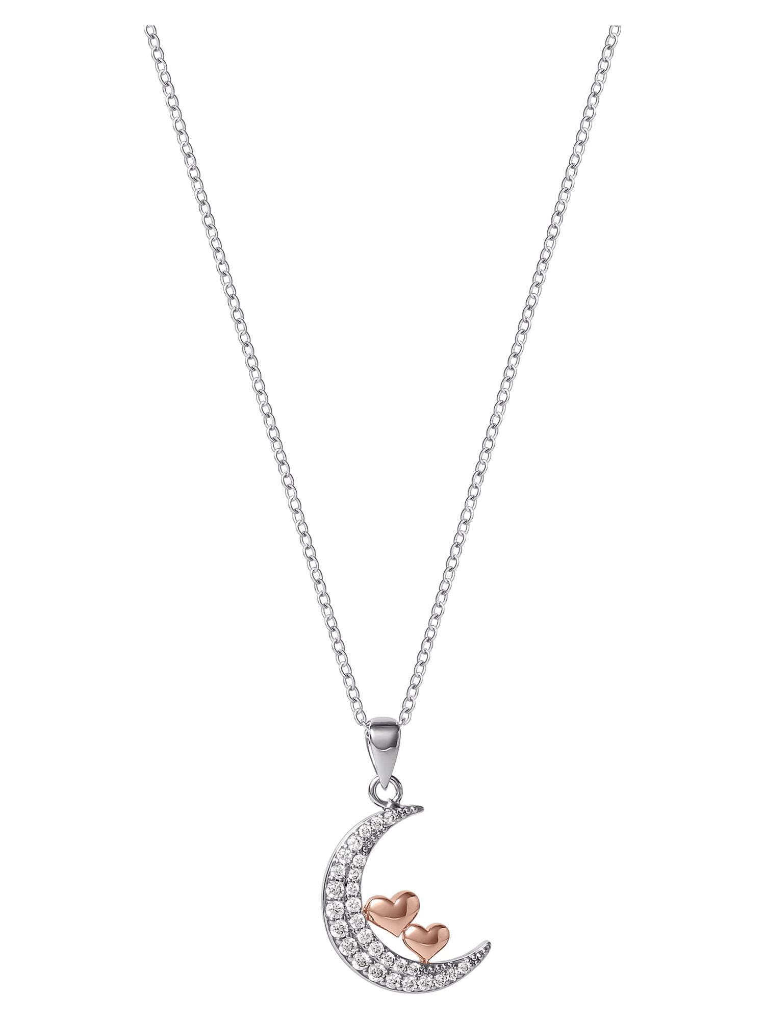 Believe by Brilliance, Women's Brass Pink Gold Plated Cubic Zirconia Pendant, 18" +2"