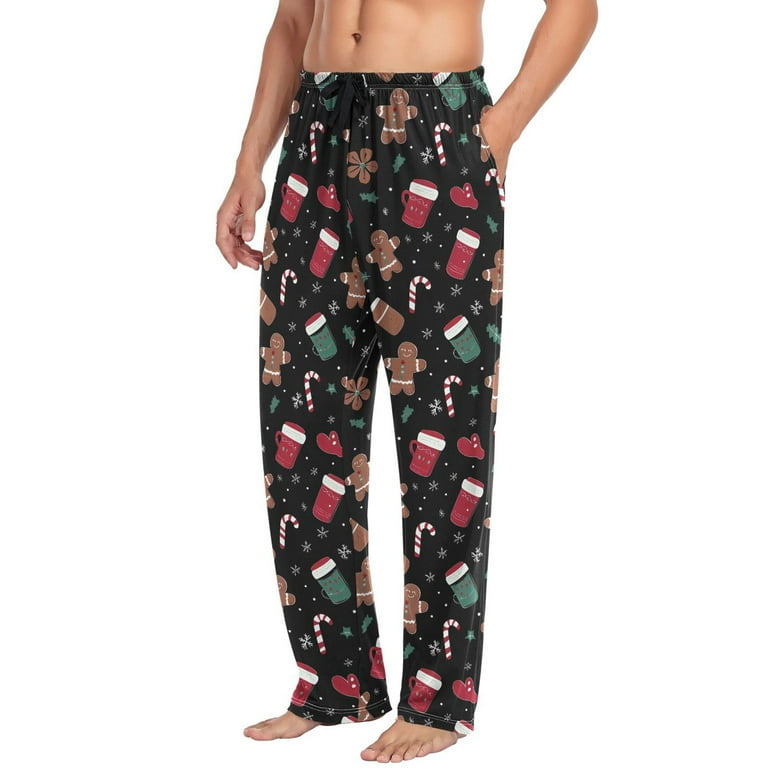 joogoo Men's Pajama Pants Gingerbread Candy Cane Christmas Soft