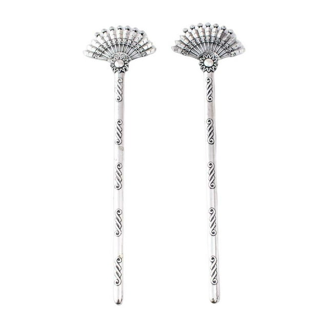 Jumpingount Palillos para el cabello, adornos de bronce antiguo, abalorio para la cabeza, marcador, colgante, broche DIY, accesorio de joyería, regalos Accesorio para el cabello plata antigua Jumpingount AP009886-02B