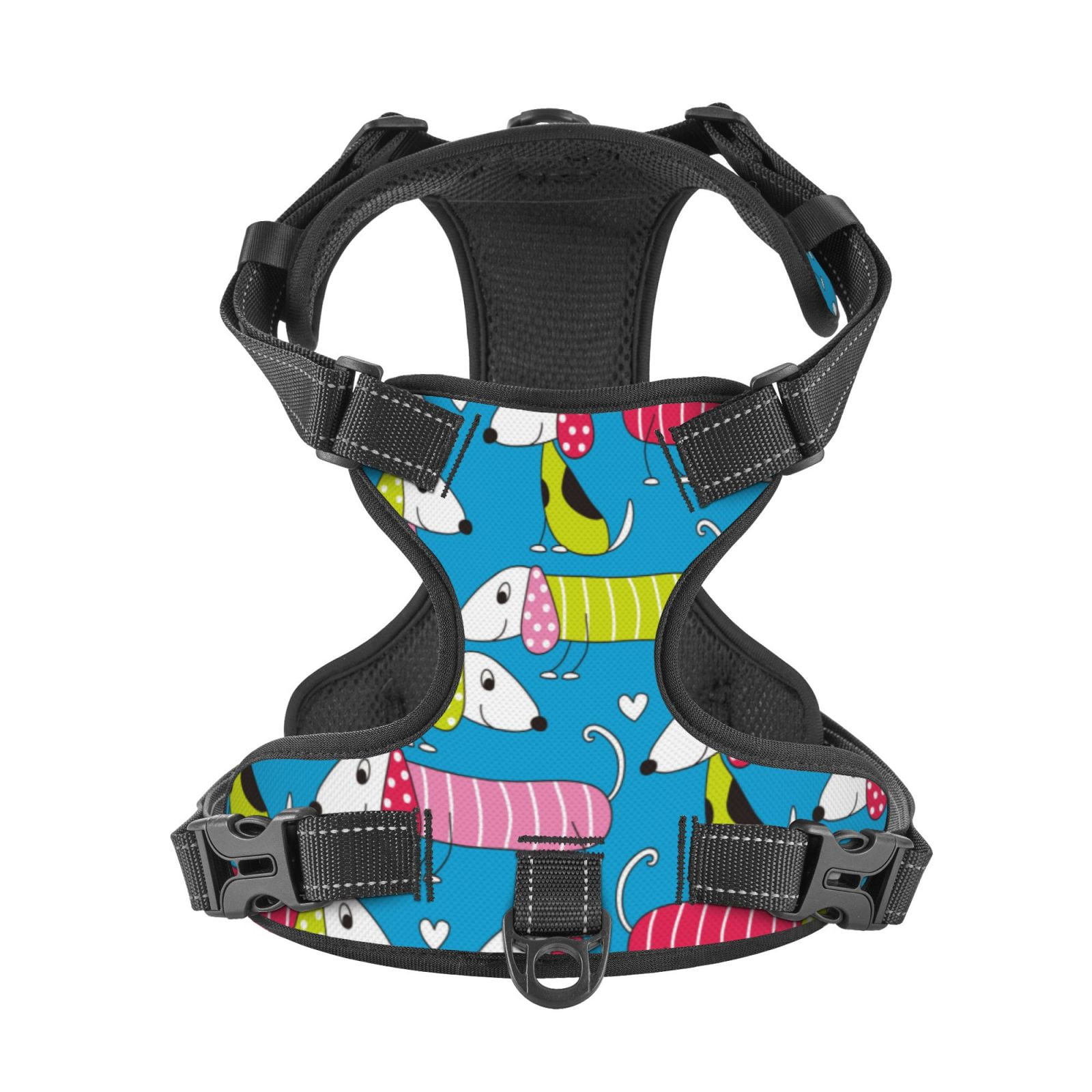 Kdxio Color Dachshund Dog Print No Pull Dog Harness Adjustable Reflective Oxford Easy Control Medium Large Dog Harness for Training and Everyday-Large