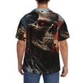 thumbnail image 3 of Rateoe Cyberpunk Skull American Flag Pattern Men's Short Sleeve Classic Shirt, Casual Short-Sleeved Shirt, Lightweight Summer Shirt, Cuban Collar Shirt,Button-Front Shirt-X-Large, 3 of 5