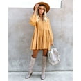 thumbnail image 3 of Cute Shift Robe des Femmes avec Poches Entièrement Doublée Manches Cloche Ourlet V Cou Tunique Swing en Vrac Mini Robe, 3 of 7