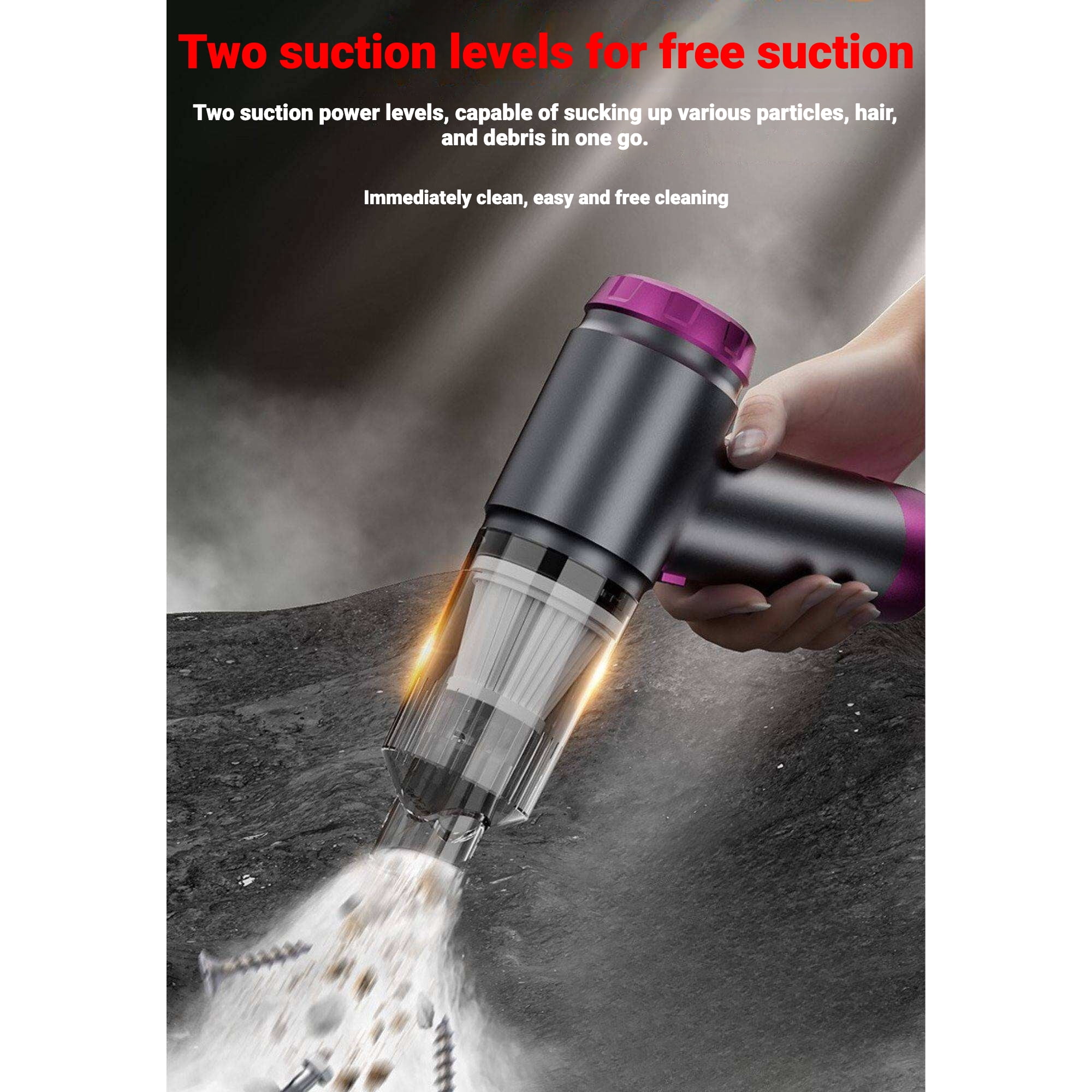VFM Handheld Cordless Car Vacuum Cleaner, 4-in-1 Portable Mini Car Vacuum Cleaner, 12000PA High Power & Air Duster with LED Light for Home Office